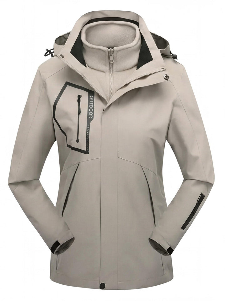 Women's Convertible Hiking Jacket with Removable Fleece and Hood