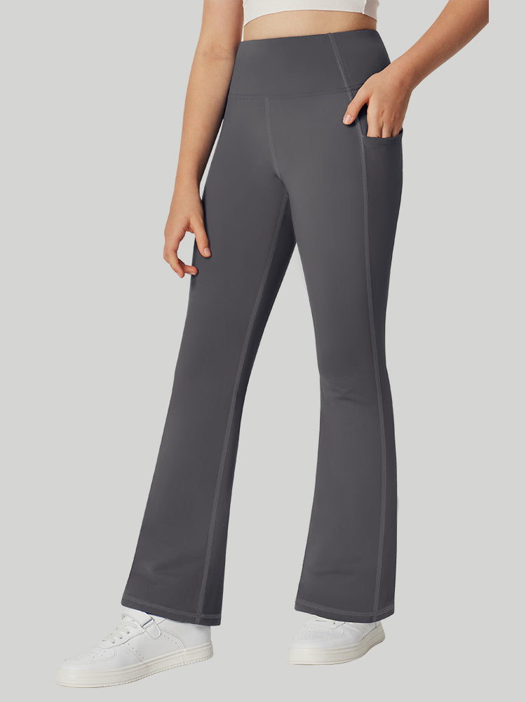 High-Waisted Women's Fleece-Lined Flared Pants with Pockets