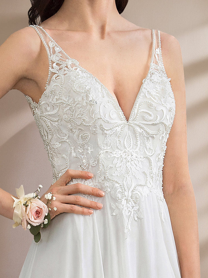 Robe De Mariée Pour Invitée Longue Moderne À Fente Haute Pour Femme  | Maxi