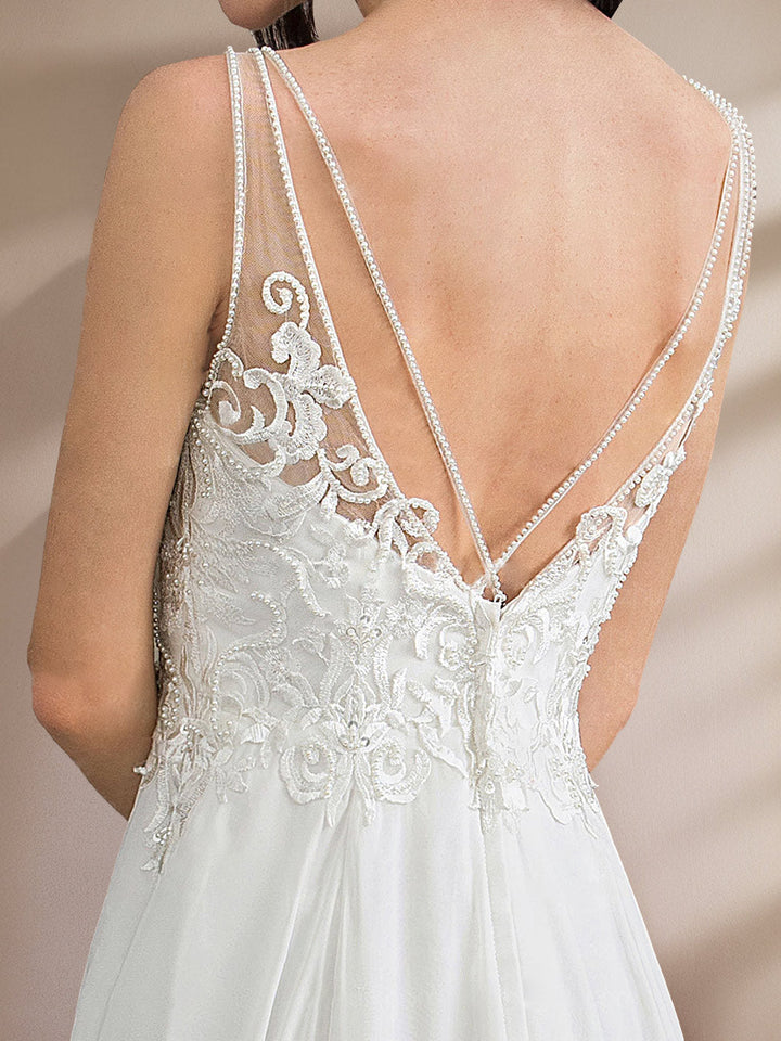 Robe De Mariée Pour Invitée Longue Moderne À Fente Haute Pour Femme  | Maxi
