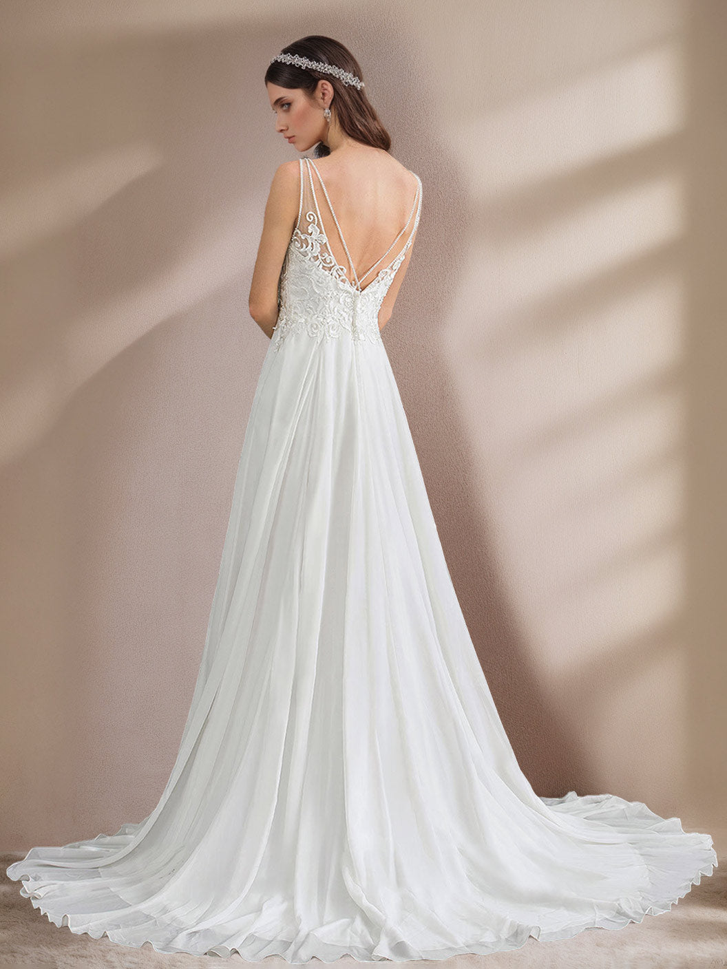 Robe De Mariée Pour Invitée Longue Moderne À Fente Haute Pour Femme  | Maxi