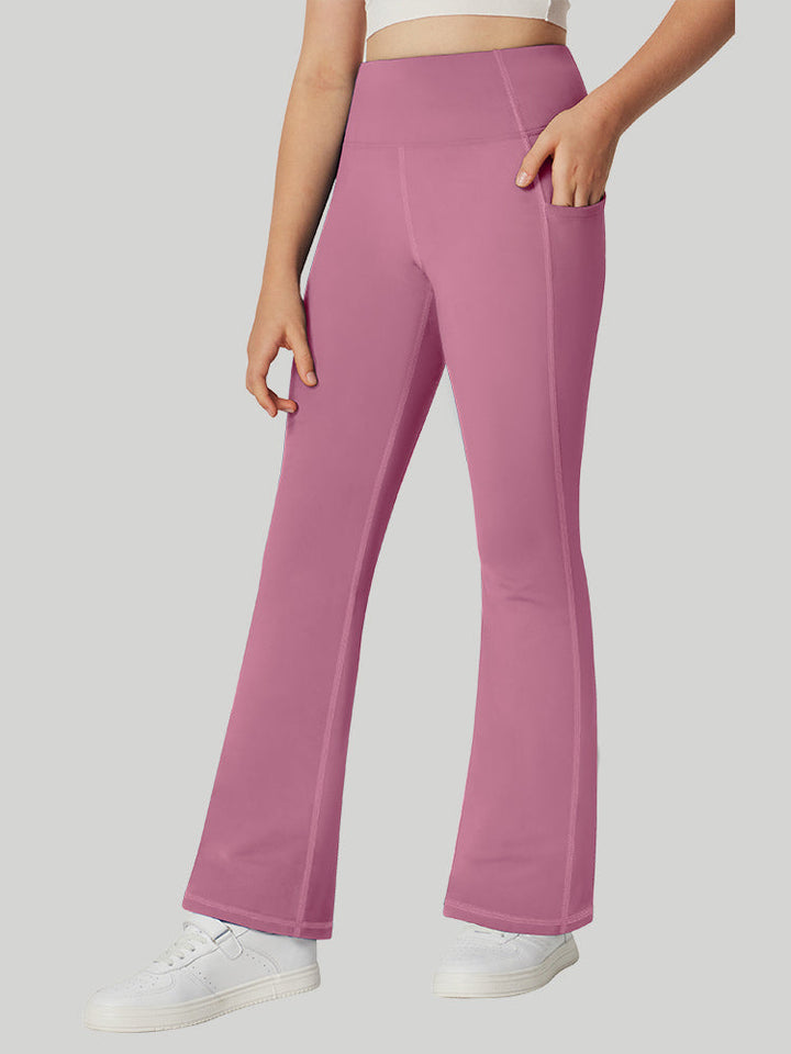 High-Waisted Women's Fleece-Lined Flared Pants with Pockets