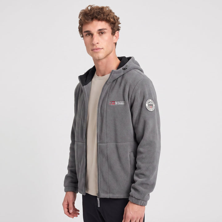 Polaire Homme Coupe-Vent à Capuche Poches Zippées