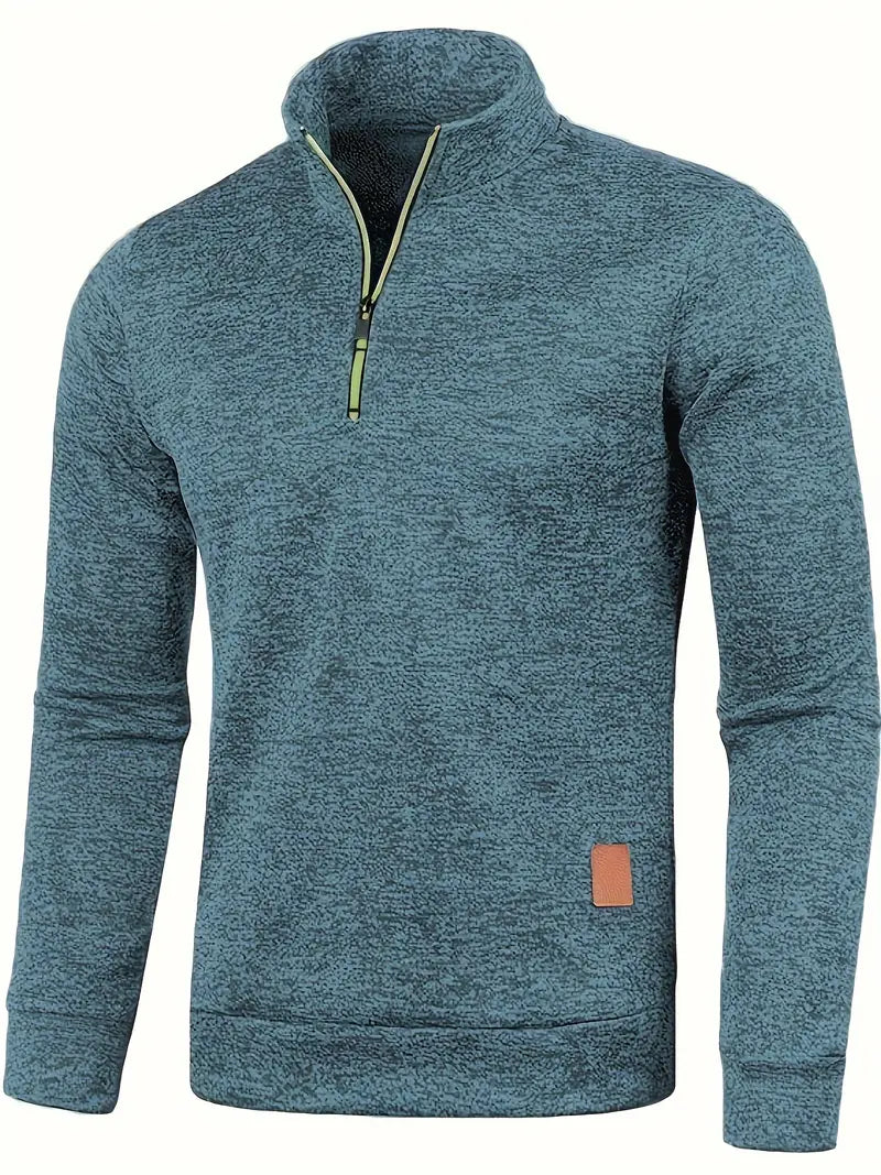 Maglione da uomo in pile con mezza cerniera e collo alto