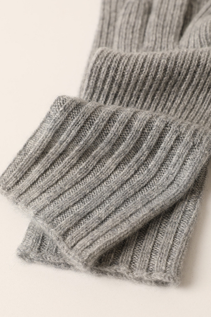 Guanti da donna in misto cashmere – maglia a coste con polsino lungo