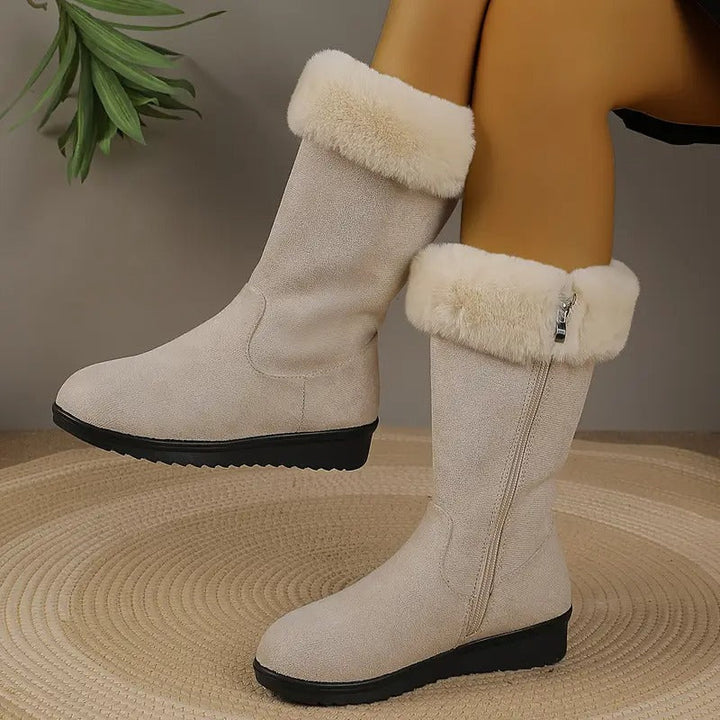Bottes Femme Doublées Fausse Fourrure Avec Fermeture Latérale Zippée