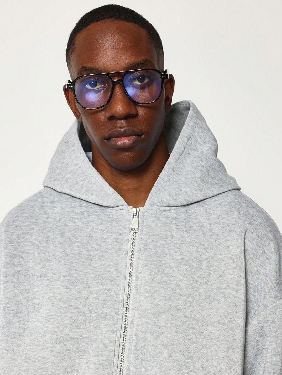 Kurzer Herren-Hoodie mit Reißverschluss, Oversize-Schnitt und Kordelzug