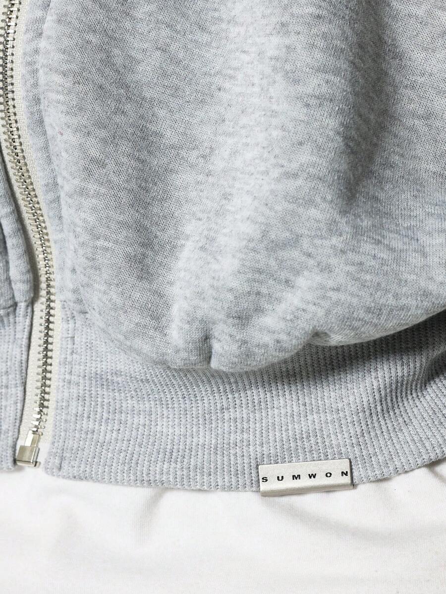 Kurzer Herren-Hoodie mit Reißverschluss, Oversize-Schnitt und Kordelzug