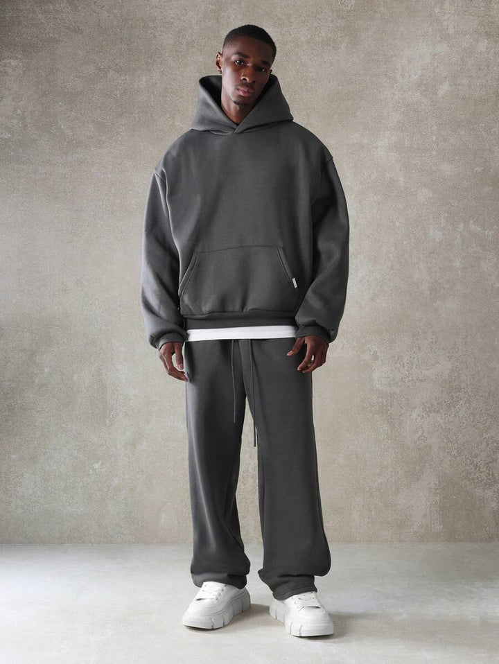 Oversize-Herren-Trainingsanzug mit Kapuze aus Fleece und weiter Hose