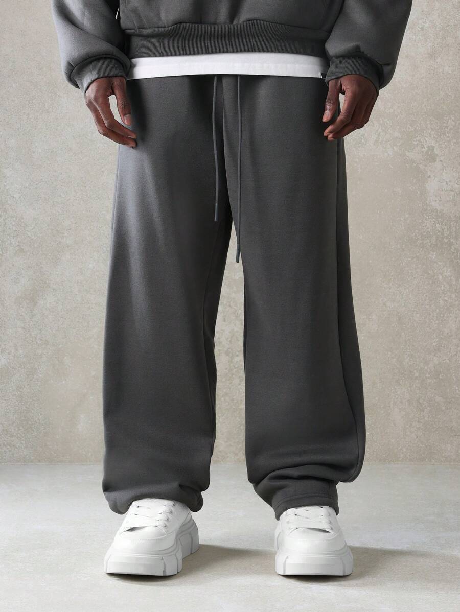 Oversize-Herren-Trainingsanzug mit Kapuze aus Fleece und weiter Hose
