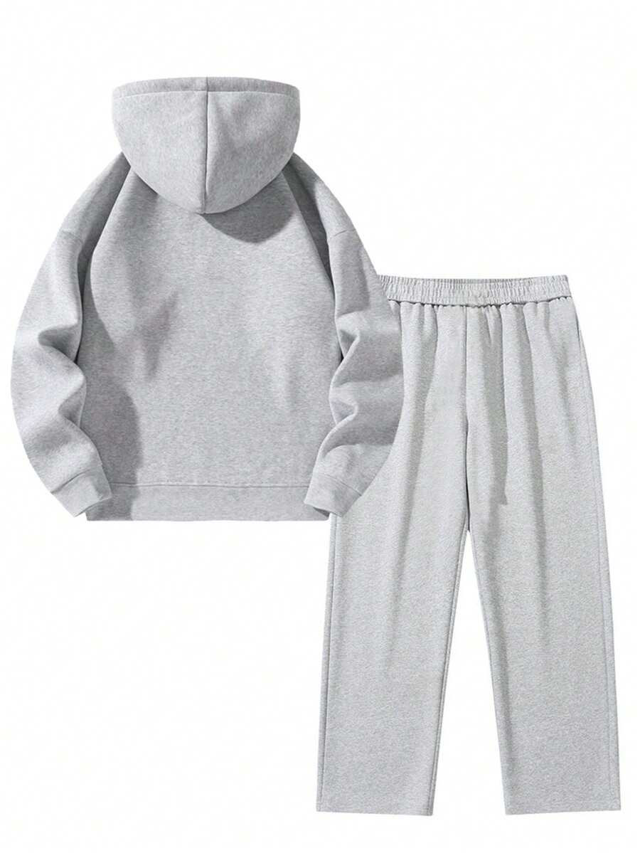 Herren-Trainingsanzug mit Kapuze, halbem Reißverschluss und weiter Hose