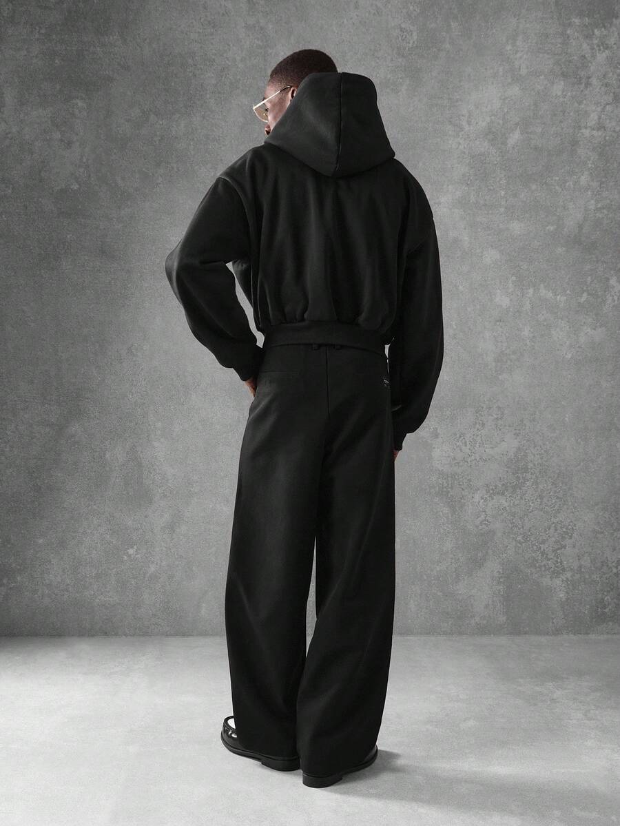 Kurzer Herren-Hoodie mit Reißverschluss, Oversize-Schnitt und Kordelzug