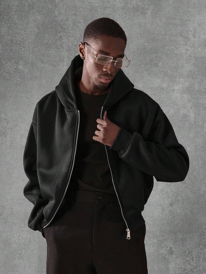 Kurzer Herren-Hoodie mit Reißverschluss, Oversize-Schnitt und Kordelzug