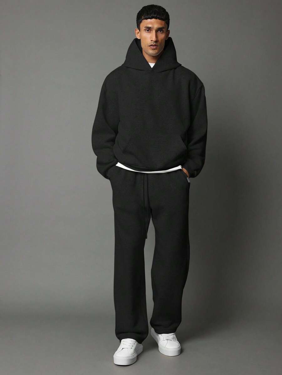 Oversize-Herren-Trainingsanzug mit Kapuze aus Fleece und weiter Hose