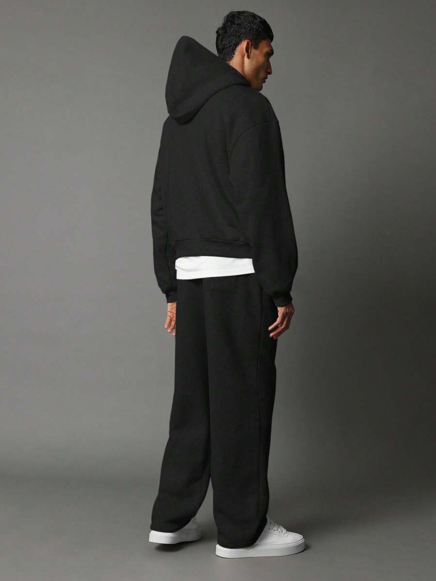 Oversize-Herren-Trainingsanzug mit Kapuze aus Fleece und weiter Hose