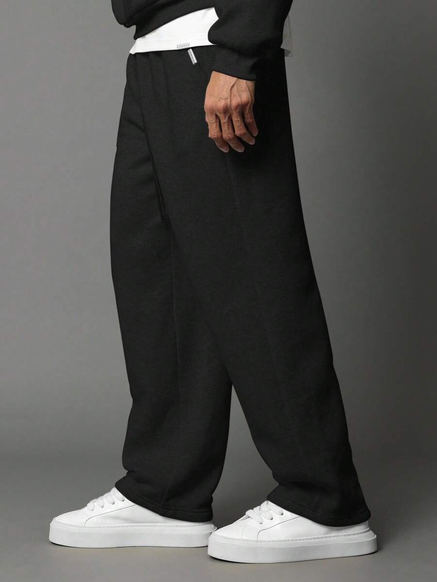 Oversize-Herren-Trainingsanzug mit Kapuze aus Fleece und weiter Hose