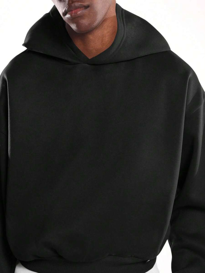 Kurzer Herren-Hoodie zum Überziehen mit langen Ärmeln und Rippbündchen