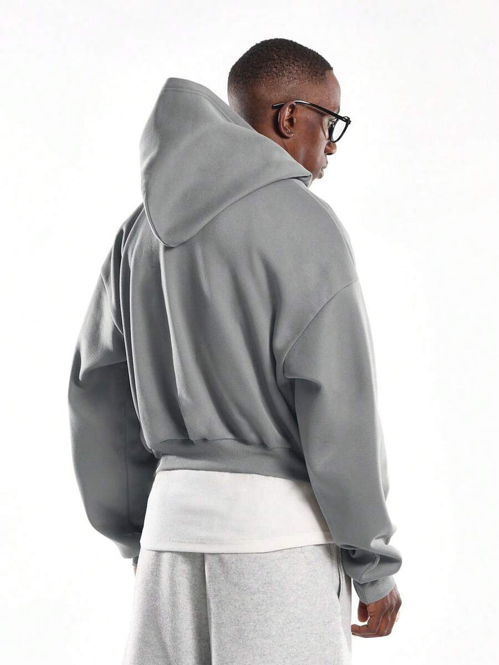 Kurzer Herren-Hoodie zum Überziehen mit langen Ärmeln und Rippbündchen