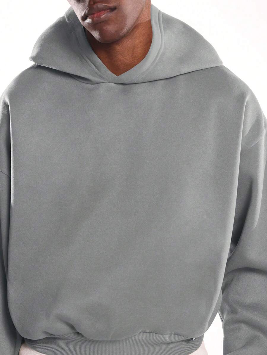 Kurzer Herren-Hoodie zum Überziehen mit langen Ärmeln und Rippbündchen