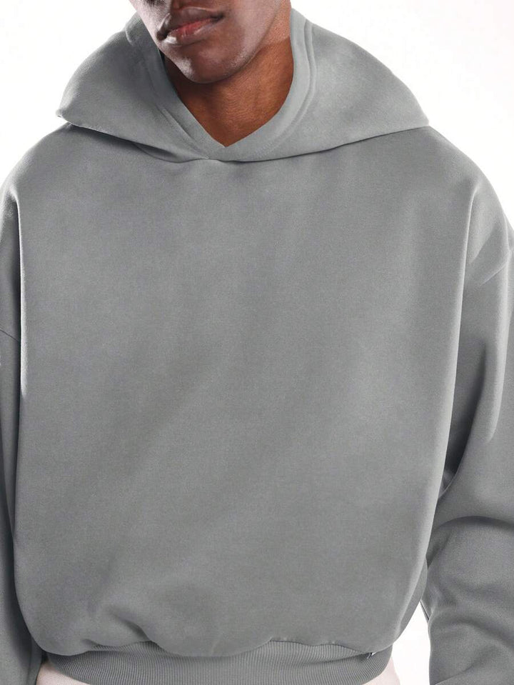 Kurzer Herren-Hoodie zum Überziehen mit langen Ärmeln und Rippbündchen