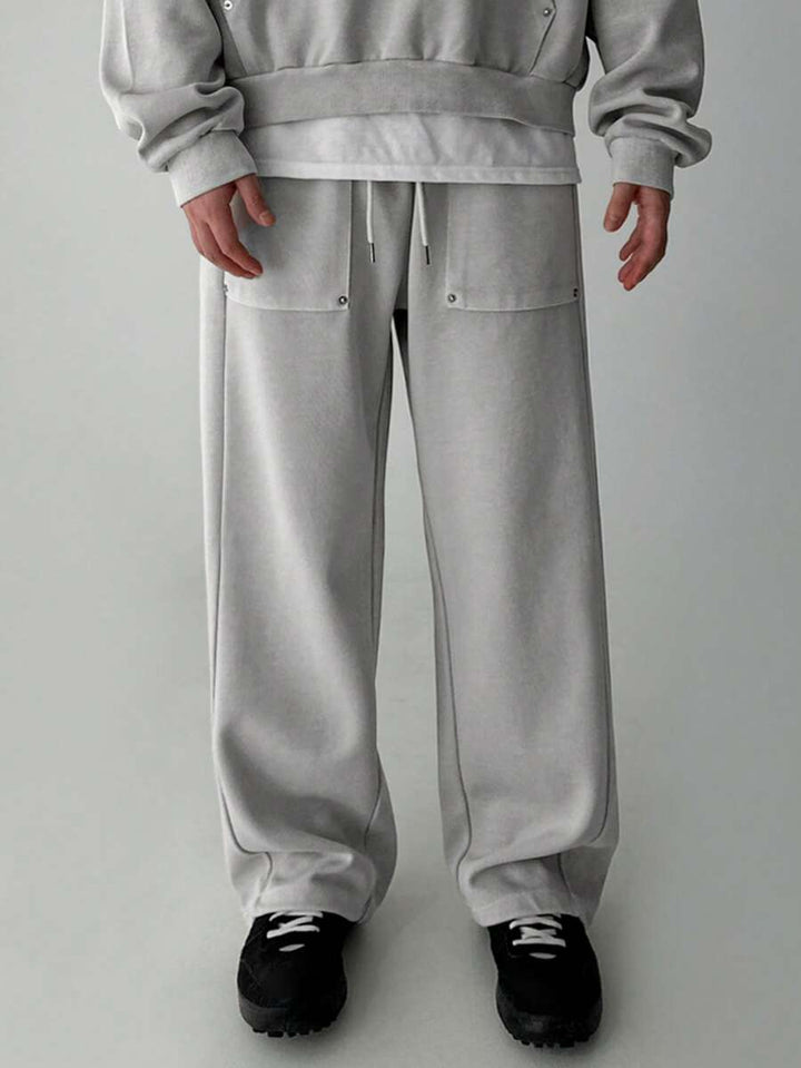 Dicker Herren-Trainingsanzug mit Kapuze und weiter Hose mit Taschen