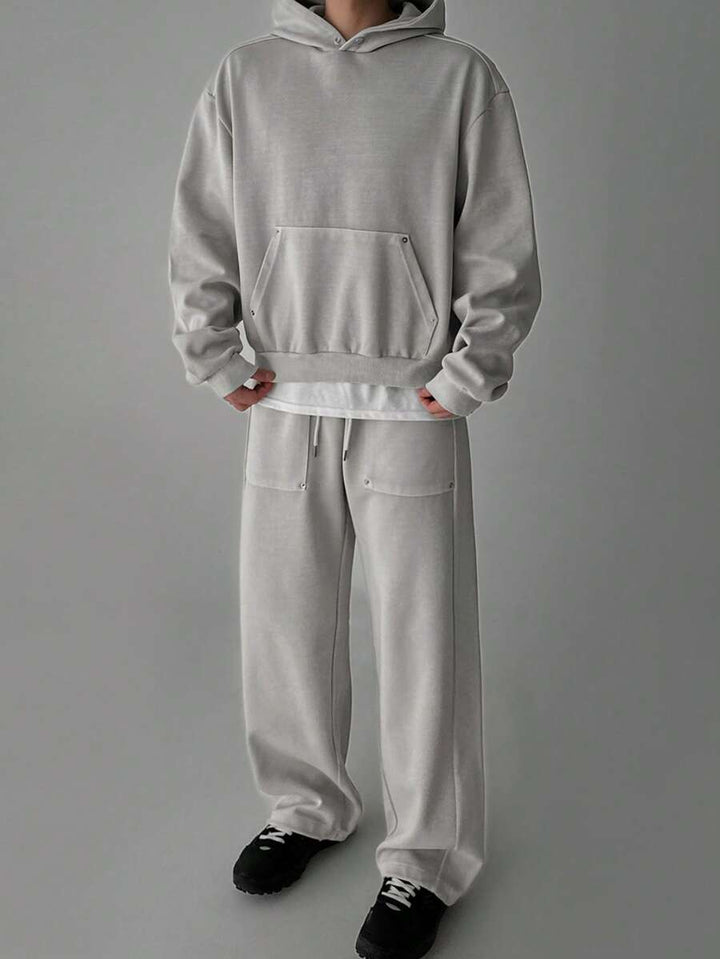 Dicker Herren-Trainingsanzug mit Kapuze und weiter Hose mit Taschen