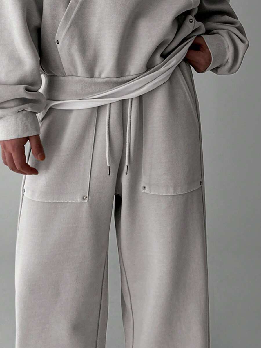 Dicker Herren-Trainingsanzug mit Kapuze und weiter Hose mit Taschen