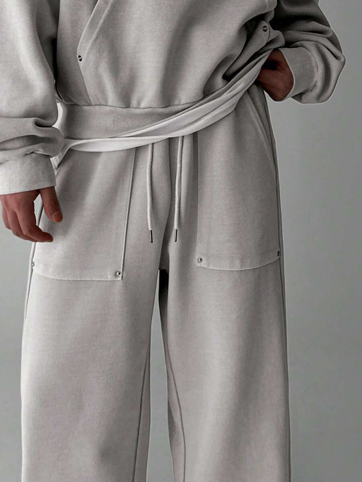 Dicker Herren-Trainingsanzug mit Kapuze und weiter Hose mit Taschen