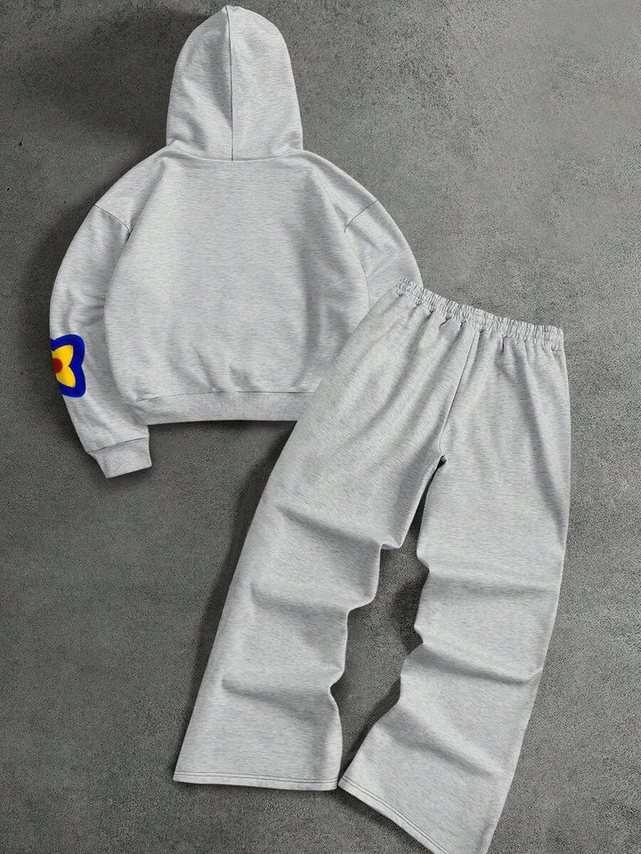 Herren-Trainingsanzug mit Kapuze, Blumenprint und Hose mit Taschen