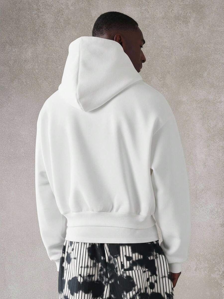 Kurzer Herren-Hoodie mit Reißverschluss, Oversize-Schnitt und Kordelzug