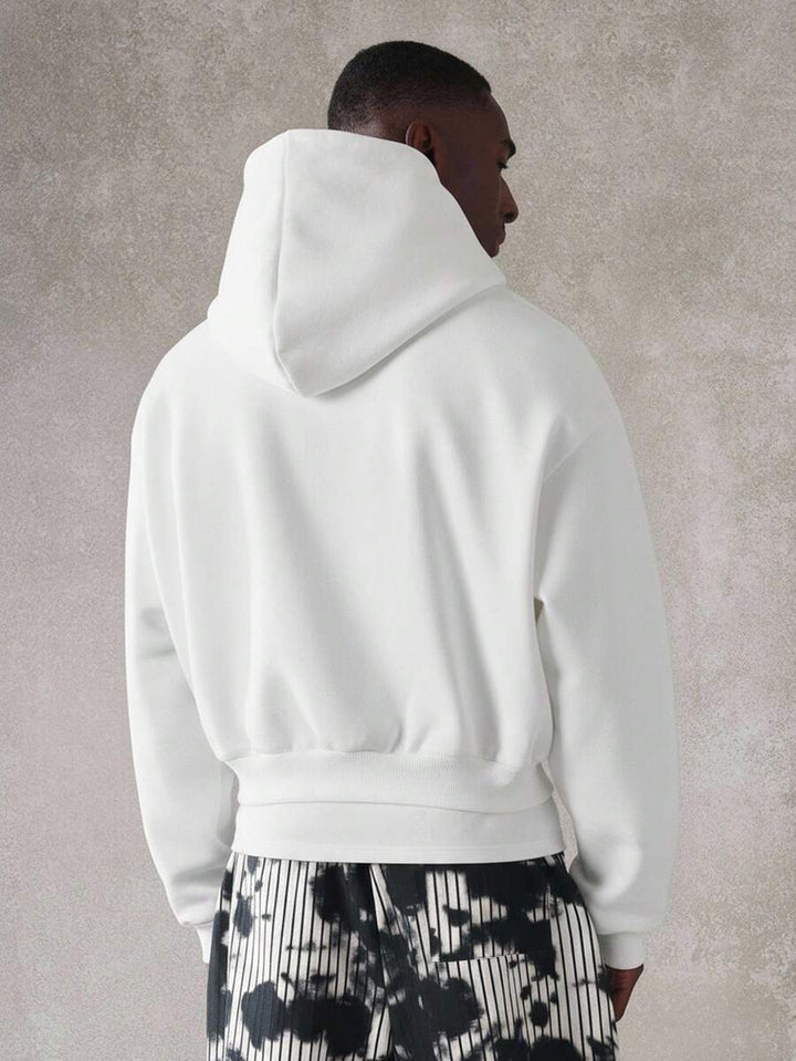 Kurzer Herren-Hoodie mit Reißverschluss, Oversize-Schnitt und Kordelzug