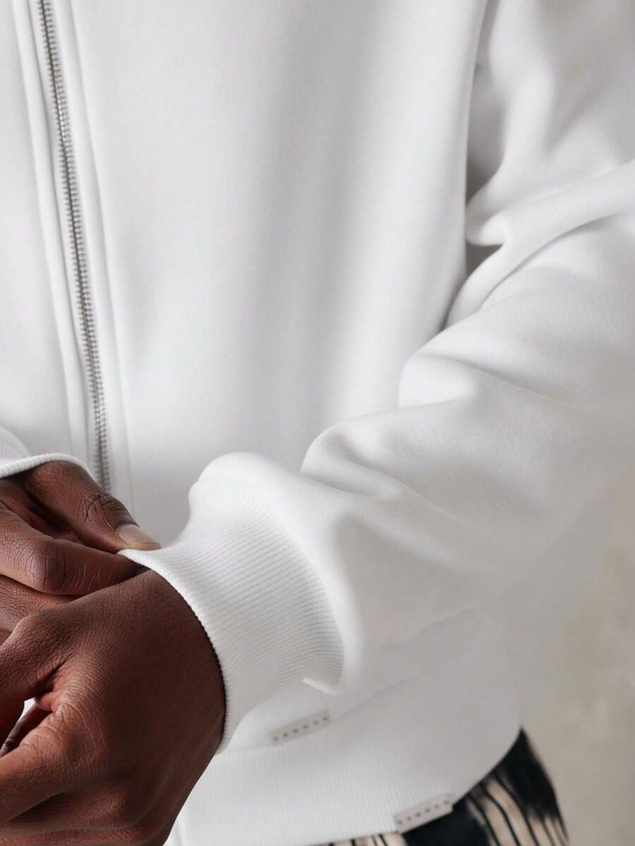 Kurzer Herren-Hoodie mit Reißverschluss, Oversize-Schnitt und Kordelzug