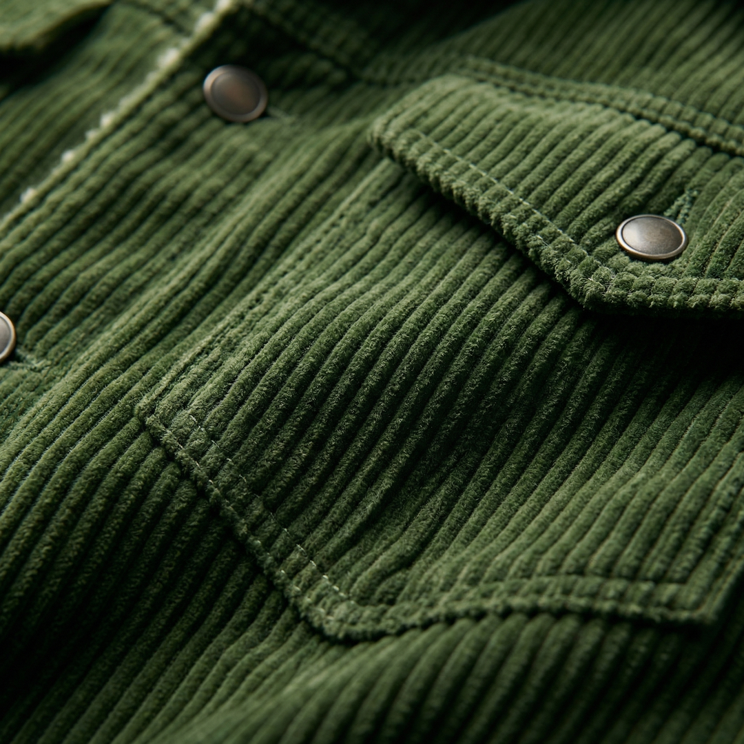Men's corduroy jacket with faux-fur collar and lining