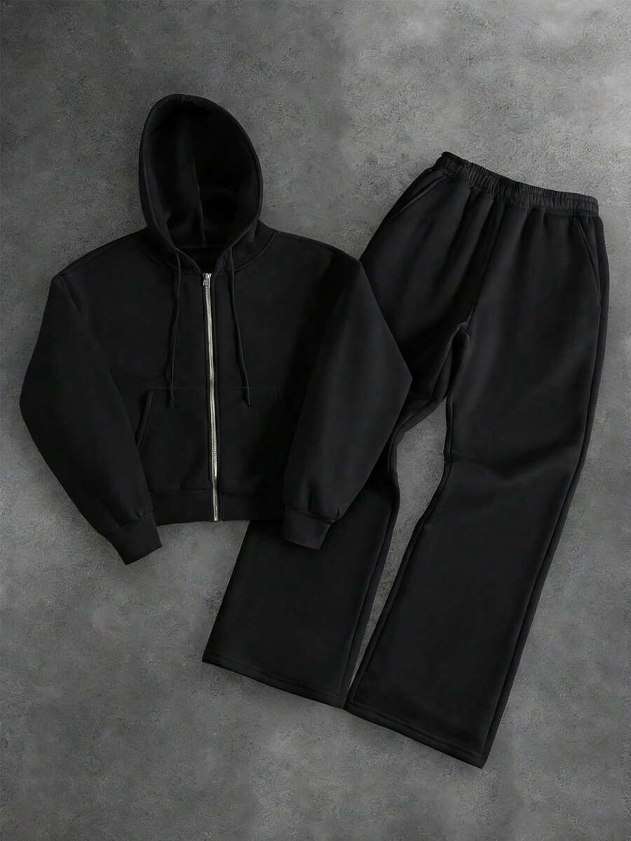 Herren-Trainingsanzug mit Kapuze, Reißverschluss und Baggy-Hose