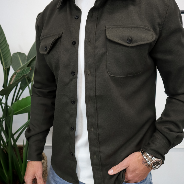 Surchemise Homme Coton Boutonnée Poches Poitrine