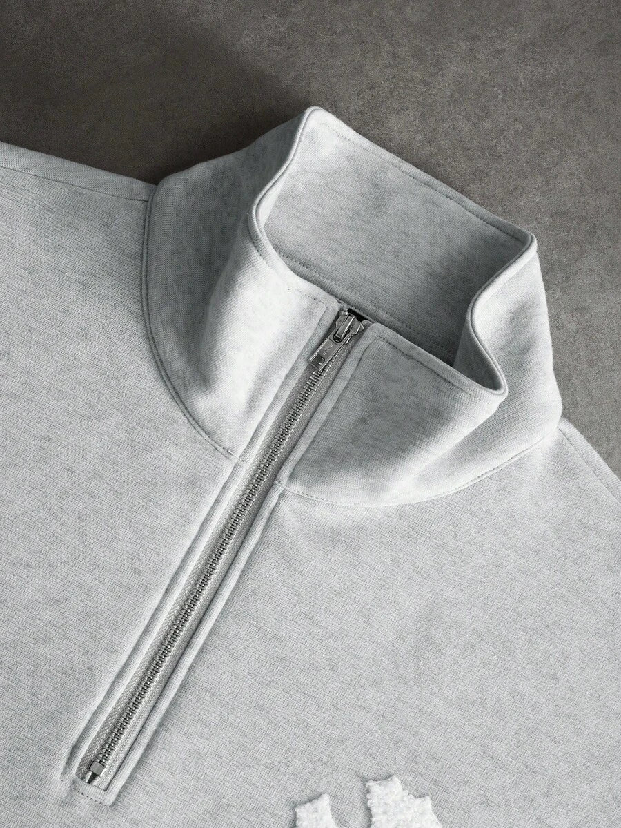 Men's two-tone tracksuit set with crew-neck top and wide-leg pants