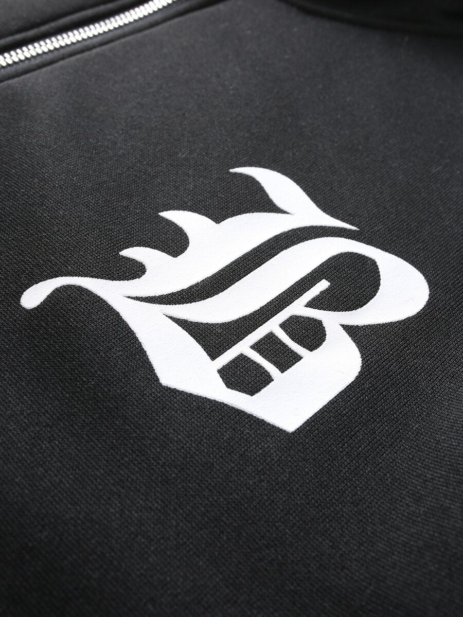 Herren-Trainingsanzug mit Kapuze, Reißverschluss und Hose mit Schaumstoff-Buchstabenprint