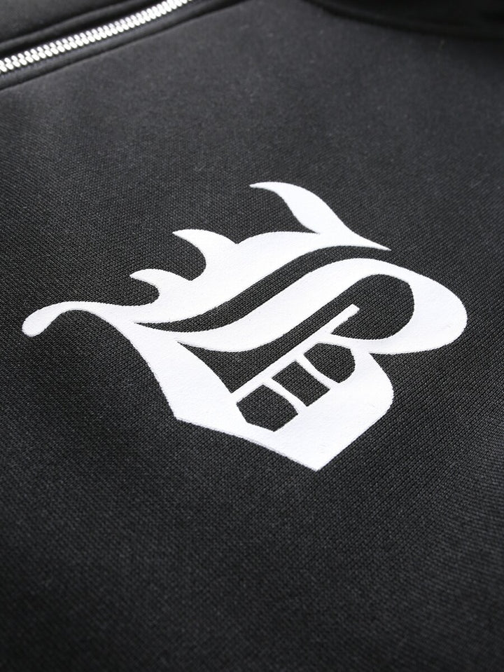 Herren-Trainingsanzug mit Kapuze, Reißverschluss und Hose mit Schaumstoff-Buchstabenprint