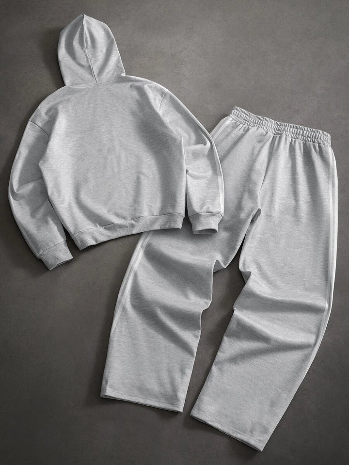 Herren-Trainingsanzug mit Kapuze, Reißverschluss und Hose mit Schaumstoff-Buchstabenprint