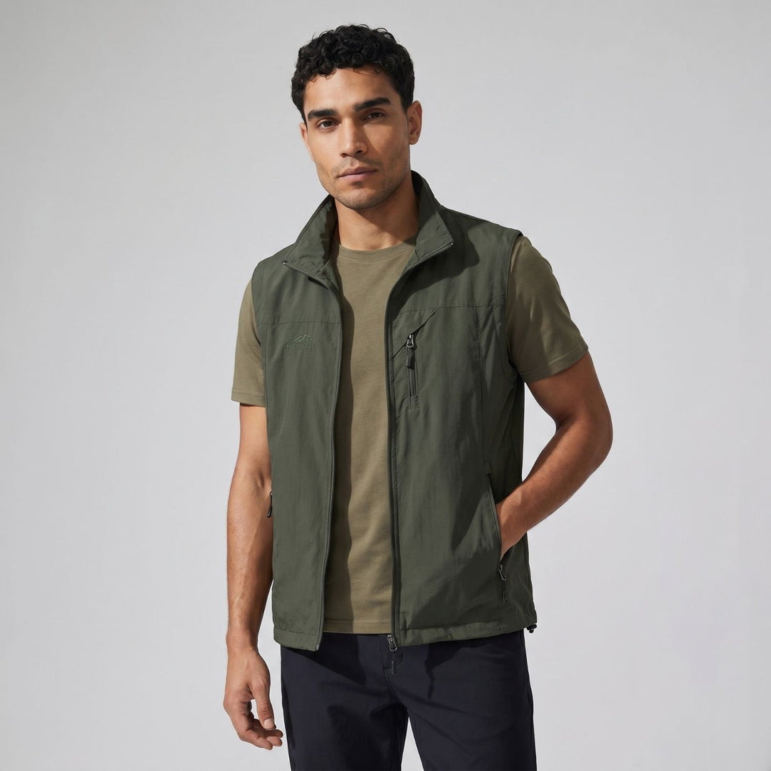 Gilet da trekking da uomo leggero, traspirante, con tasche multiple