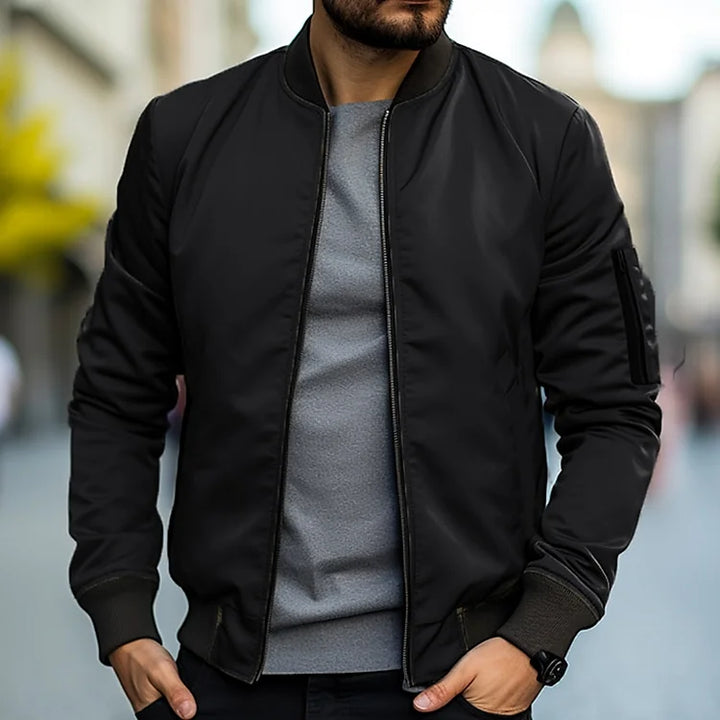 Blouson Bomber Zippé à Col Montant et Manches Raglan pour Homme