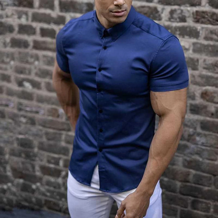 Hommes Chemise Boutonnée Slim | Manches Courtes