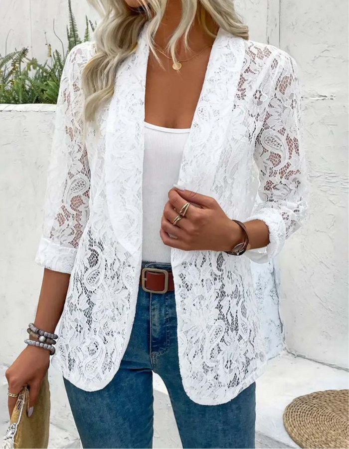 Eloise | Gilet Longue Pour Femmes | Blanc | Noir