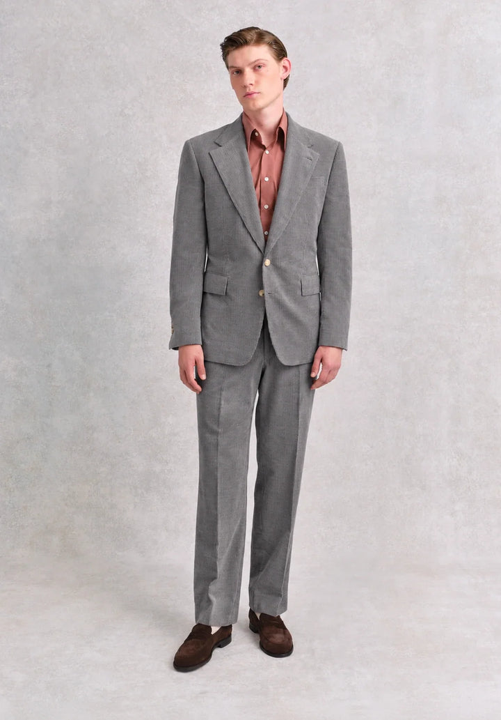 Abito da uomo a due pezzi regular fit in velluto a coste con rever classico e giacca a due bottoni