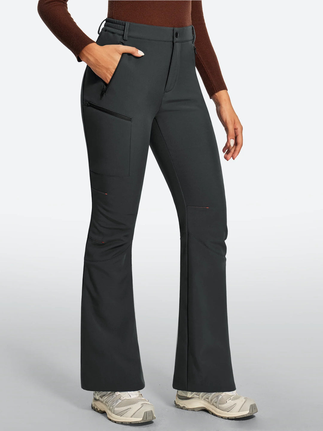 Women's Fleece-Lined Waterproof Flared Ski Pants