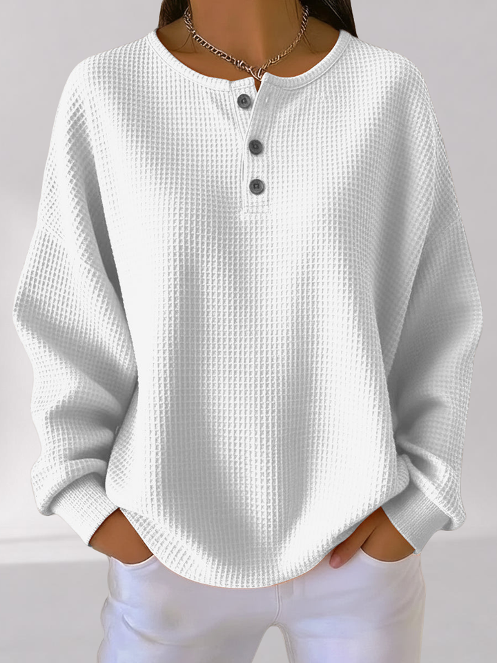 Sweat Henley Texturé – Coupe Décontractée à Boutons
