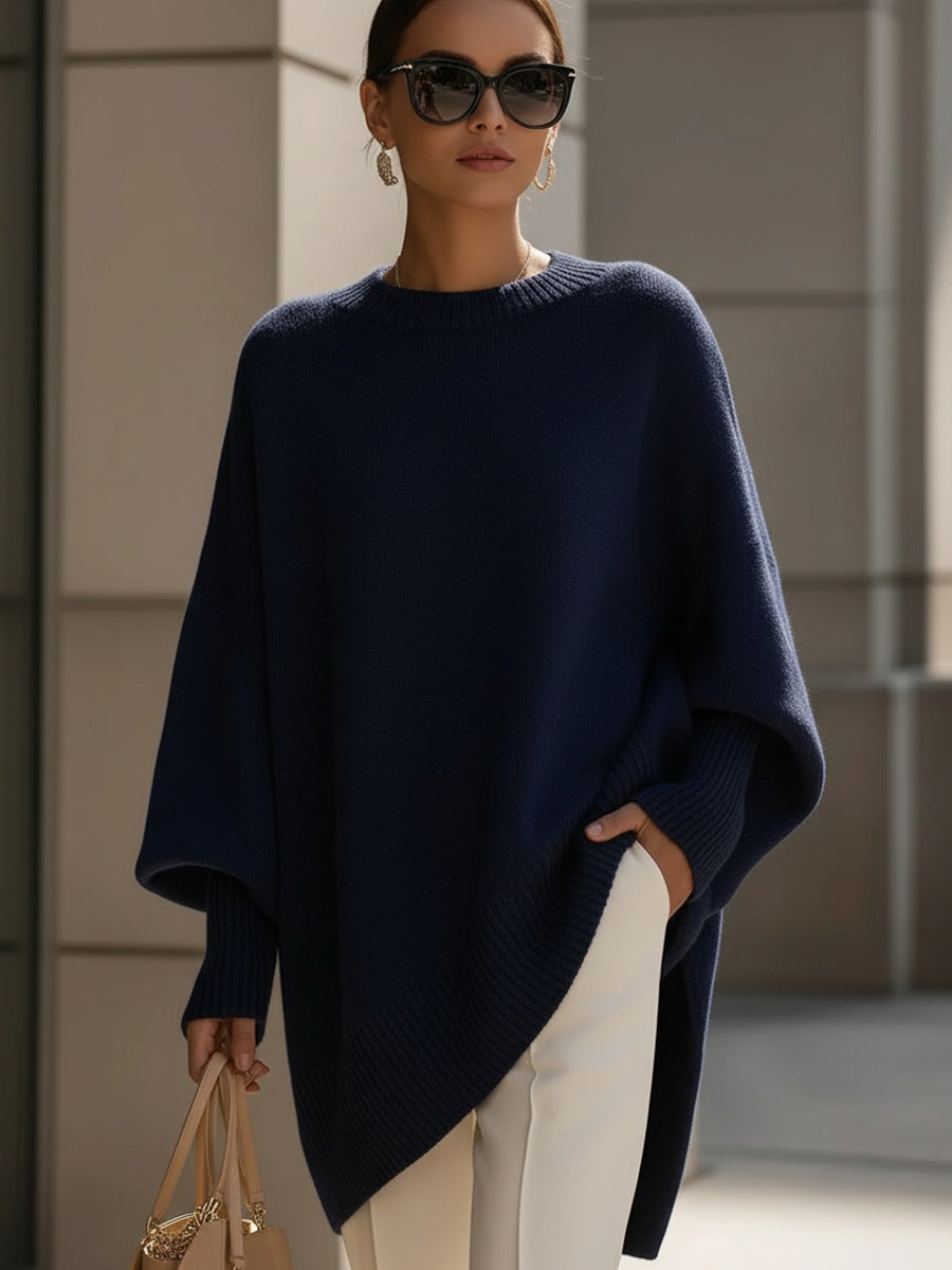 Oversized damestrui van wolmix - asymmetrische zoom