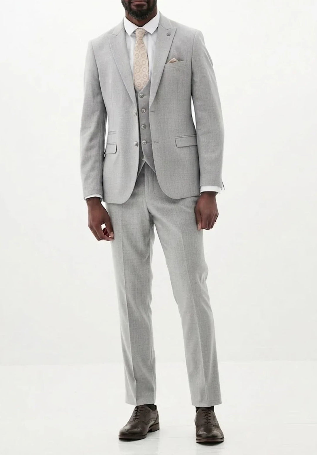 Costume Trois Pièces Homme Coupe Slim avec Col Notch et Gilet Six Boutons