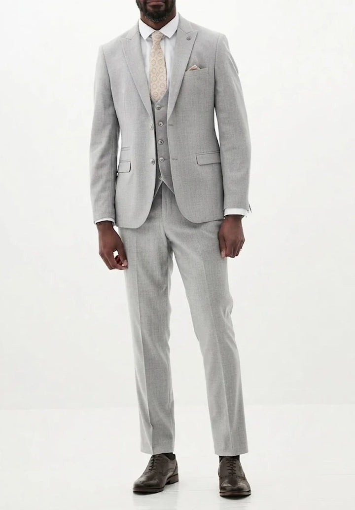 Costume Trois Pièces Homme Coupe Slim avec Col Notch et Gilet Six Boutons
