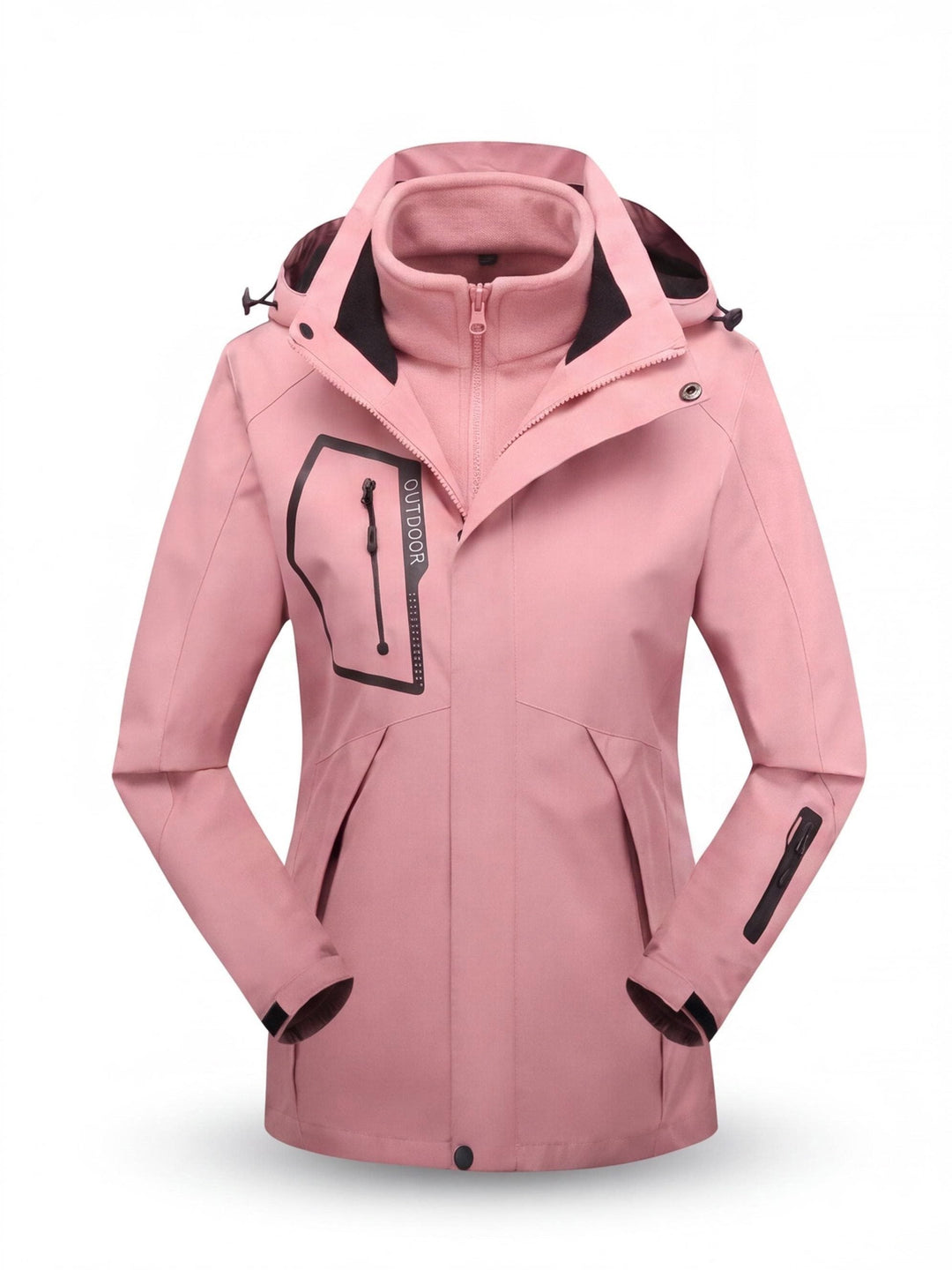 Women's Convertible Hiking Jacket with Removable Fleece and Hood